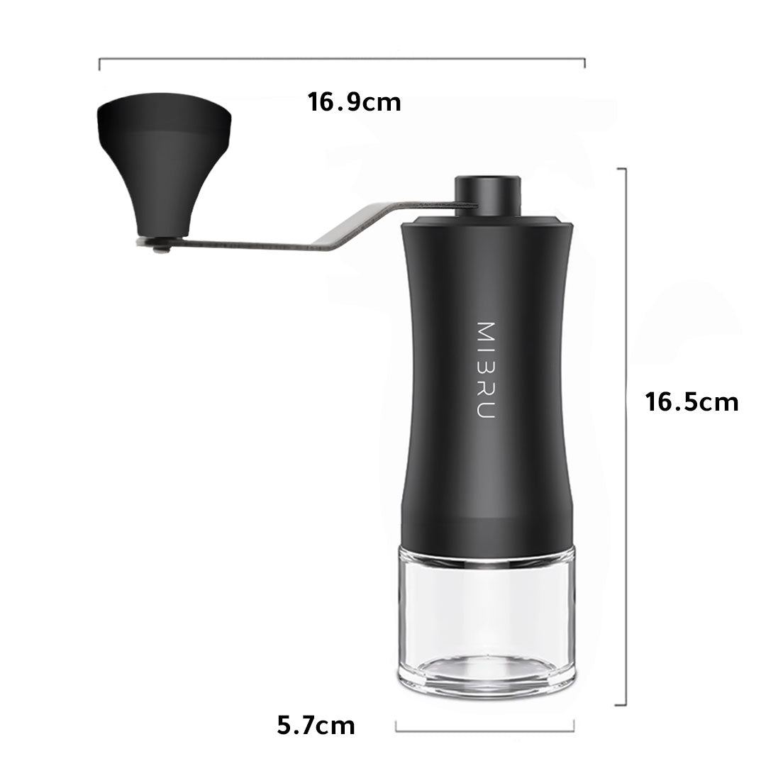 مطحنة قهوة يدوية مع زجاجة زجاجية لحفظ القهوة من ميبرو لون أسود