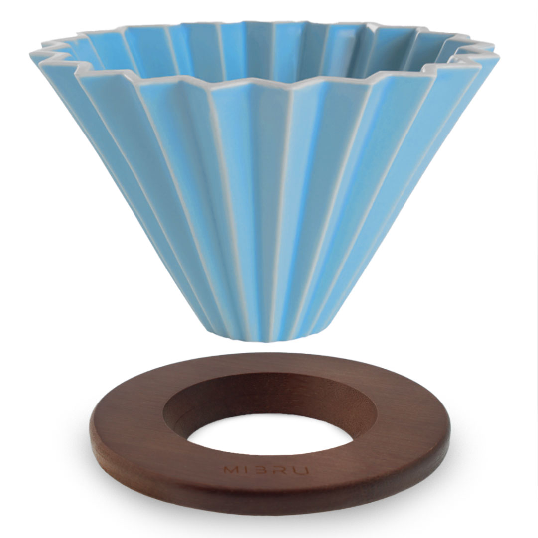 Ceramic Distillation Funnel Size 02 with Wooden Ring Multicolor - Sky Blue