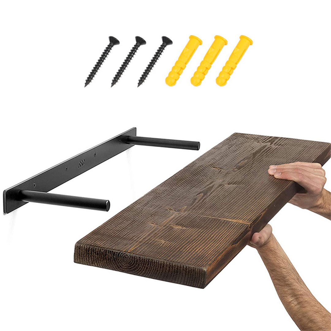 Natural wood shelf with hidden stand