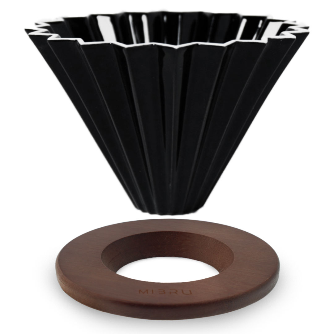 Ceramic Distillation Funnel Size 02 with Wooden Ring Multicolor - Black