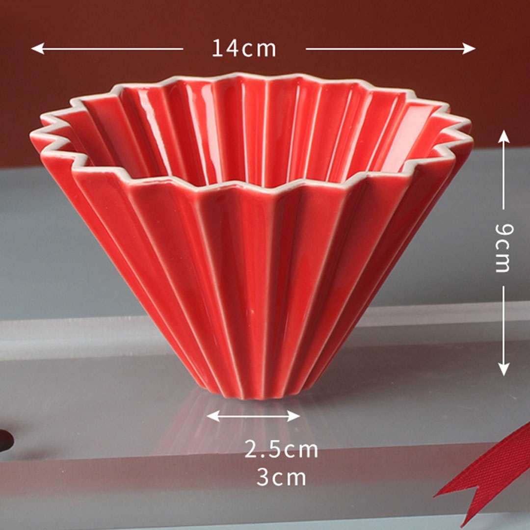 Ceramic Distillation Funnel Size 02 With Multi-Color Wooden Ring - Red