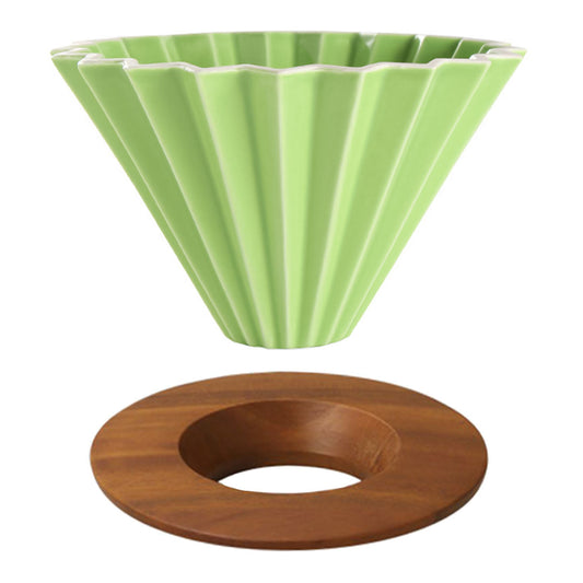 Ceramic Distillation Funnel Size 02 with Wooden Ring Multicolor - Green