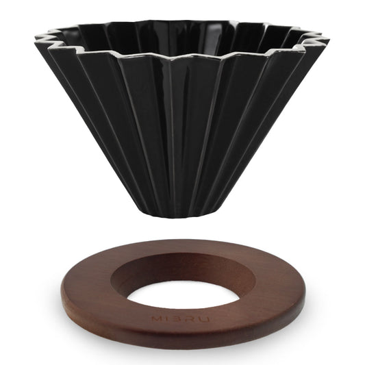 Ceramic Distillation Funnel Size 01 With Wooden Ring Multi Color - Black