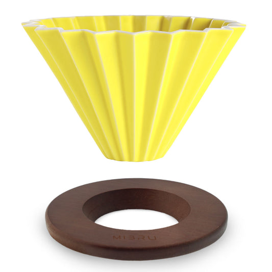Ceramic Distillation Funnel Size 01 with Wooden Ring Multicolor - Yellow