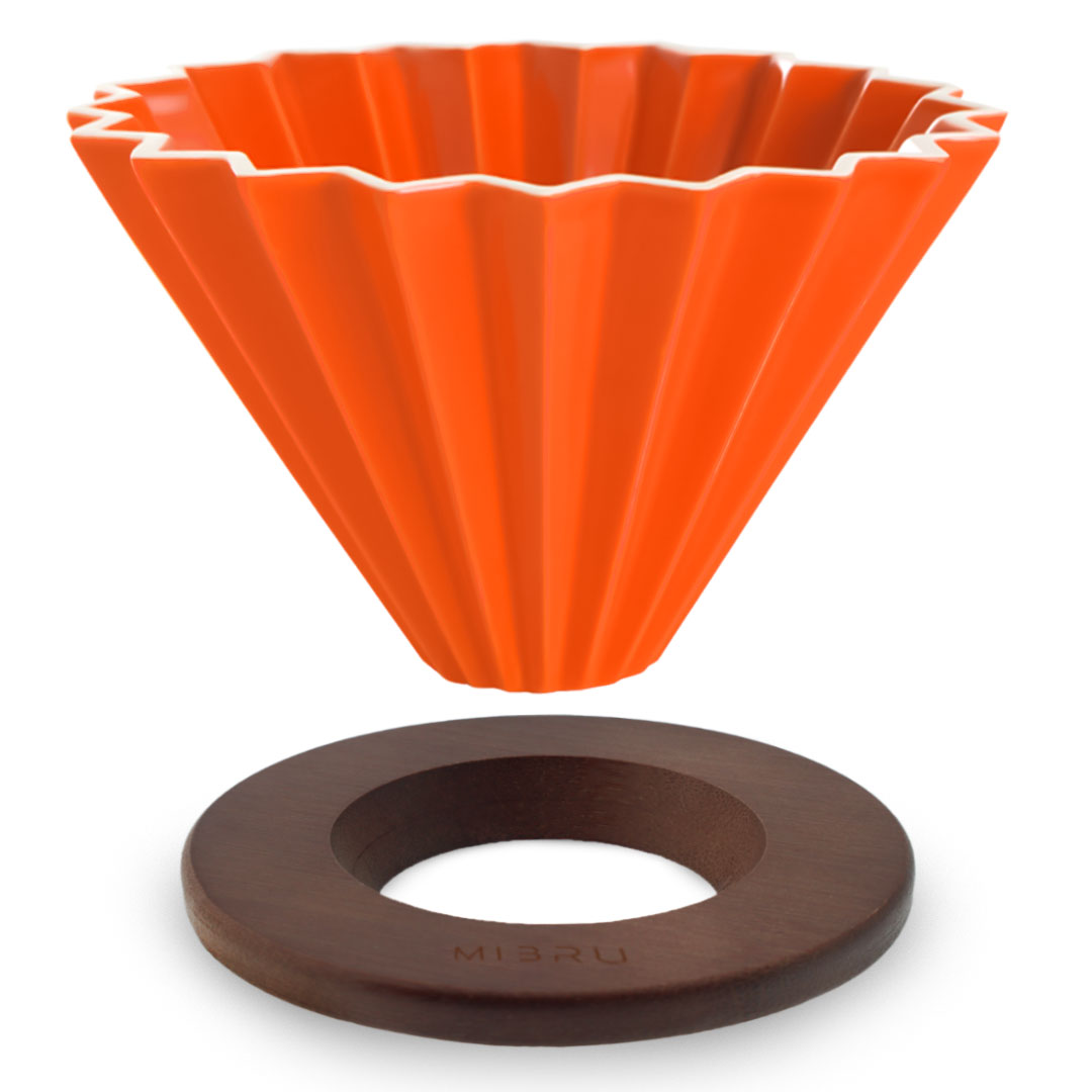 Ceramic Distillation Funnel Size 01 with Wooden Ring Multi Color - Orange