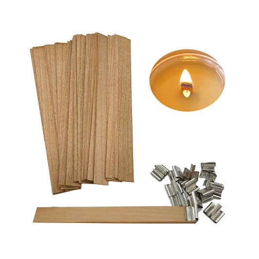Set of 10 wicks of 100x10mm wood candles H-493