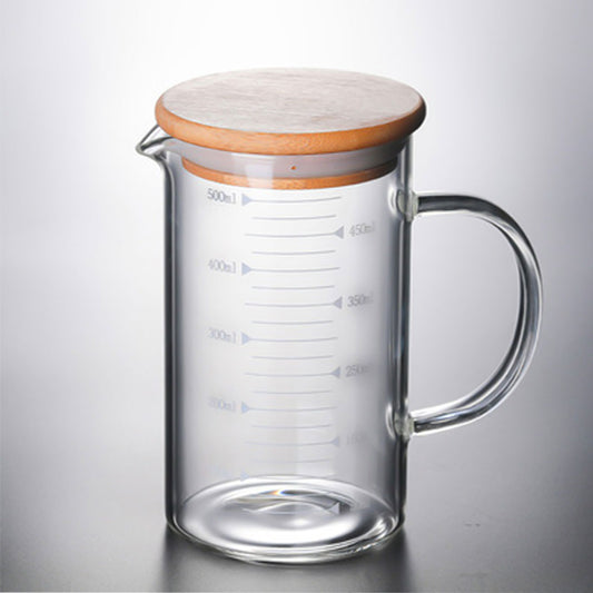 500ml Wooden Lid Glass Measuring Jug H-2011