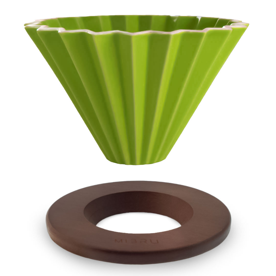 Ceramic Distillation Funnel Size 01 With Wooden Ring Multi Color - Green